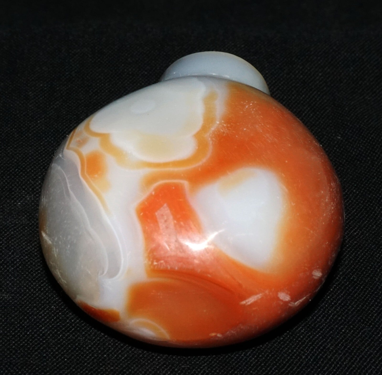 Vintage Chinese Grey & Red Agate Carved Snuff Bottle  (LeS) G17