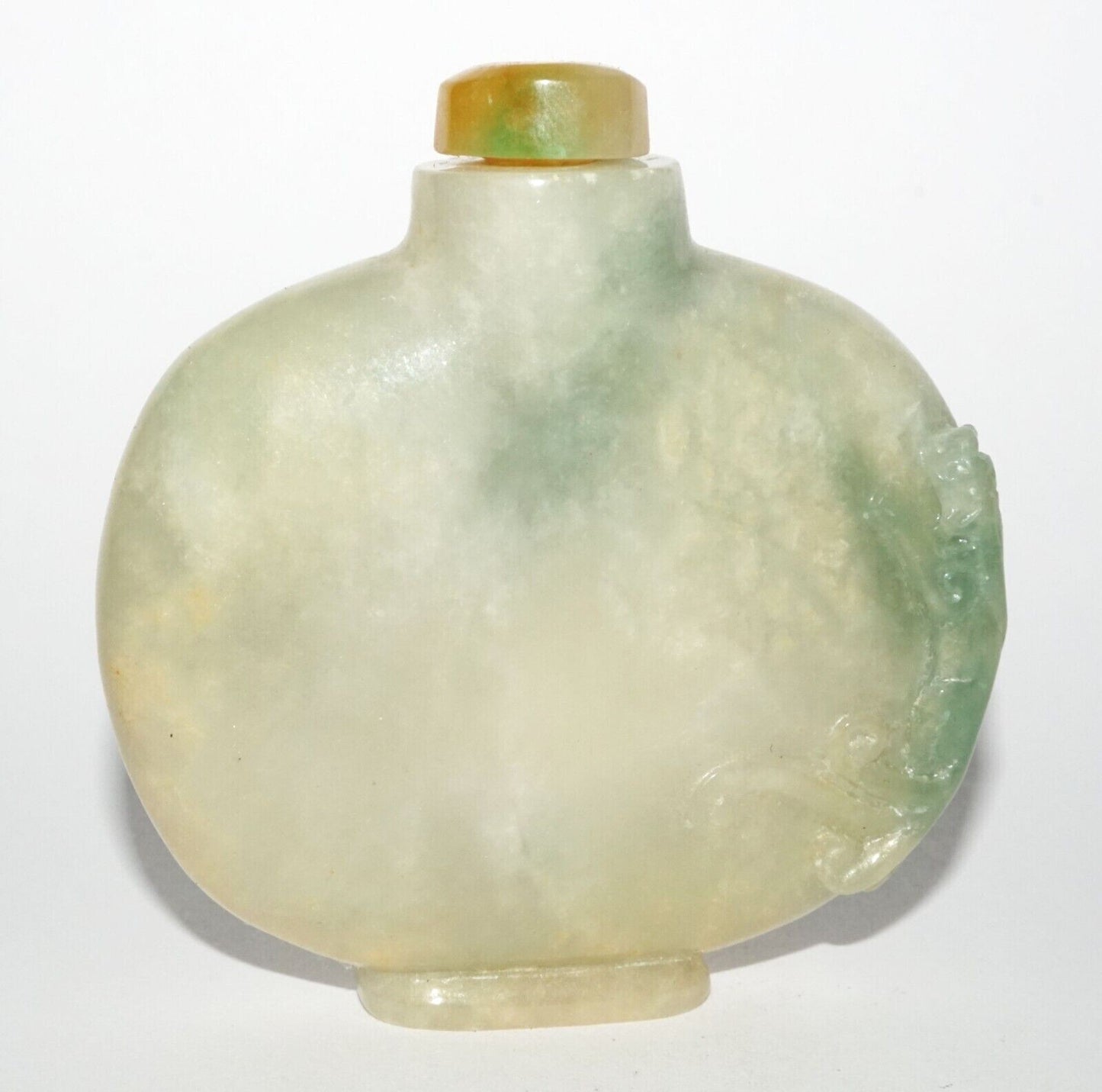 Vintage Chinese Semi Translucent Jadeite Jade Carved Snuff Bottle  (LeS) G12