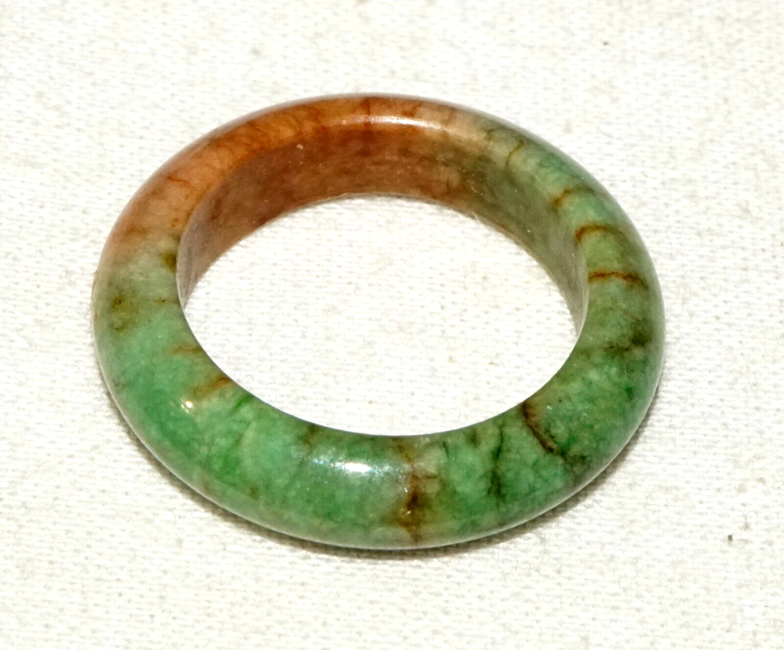 Vintage Chinese Green & Russet Jadeite Jade Ring Sz. 7.25  (GoB) #9
