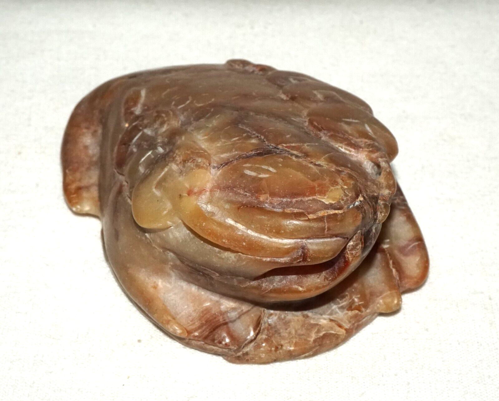 Vintage Chinese Soapstone Carving w. Toad Holding Coins on Coin Motif  (LeS)L20