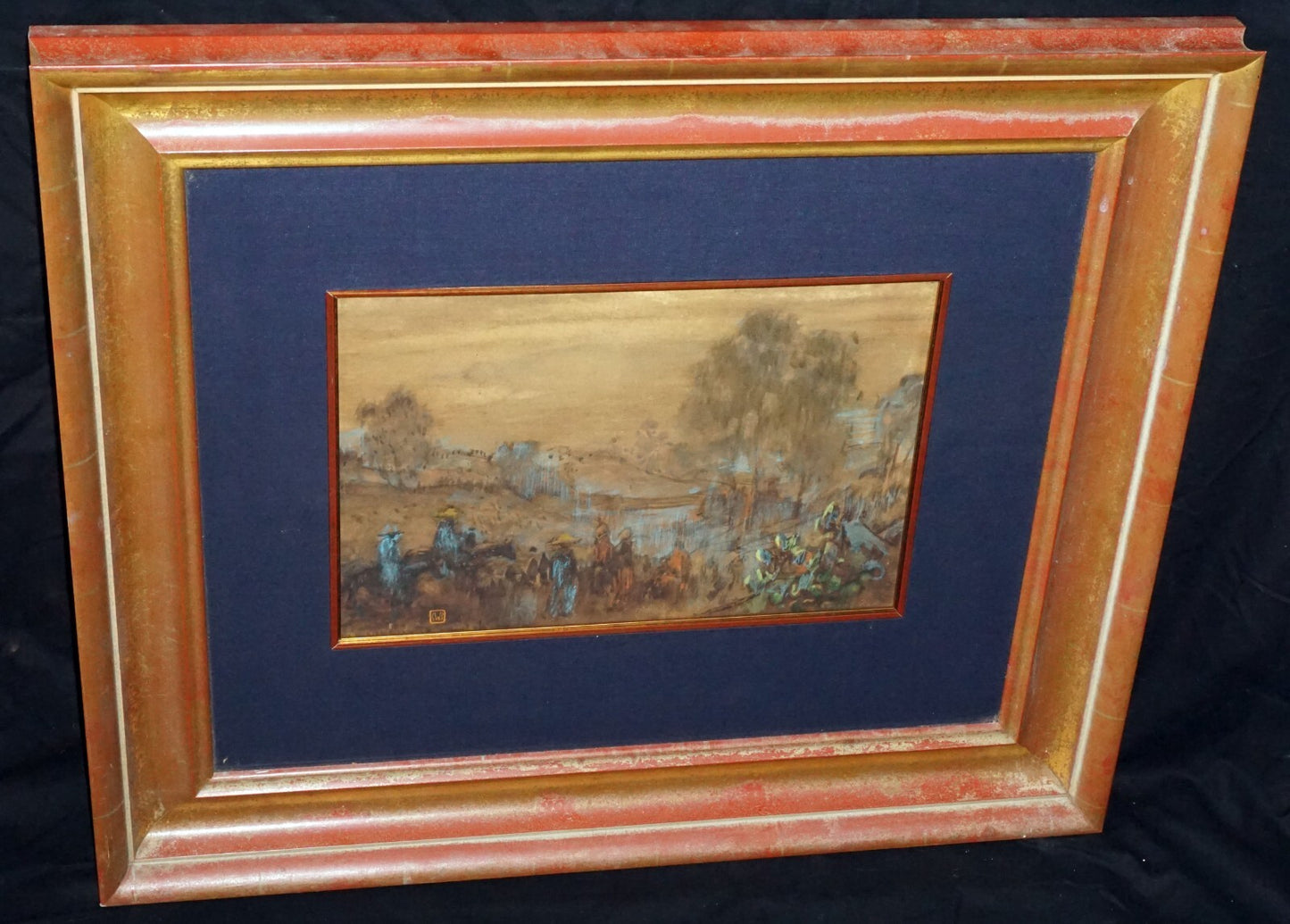 1920s Hawaii WC & Pastel Painting Riding to Kula Maui by Charles Bartlett (LLA)