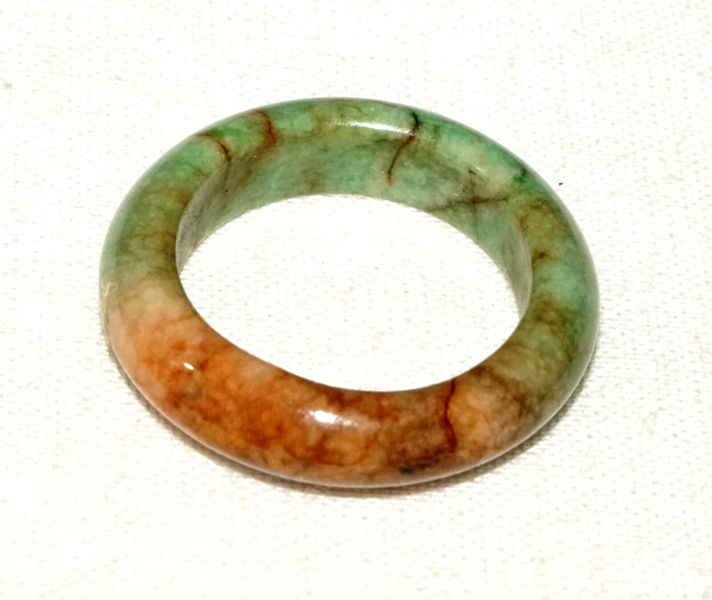 Vintage Chinese Green & Russet Jadeite Jade Ring Sz. 7.25  (GoB) #9