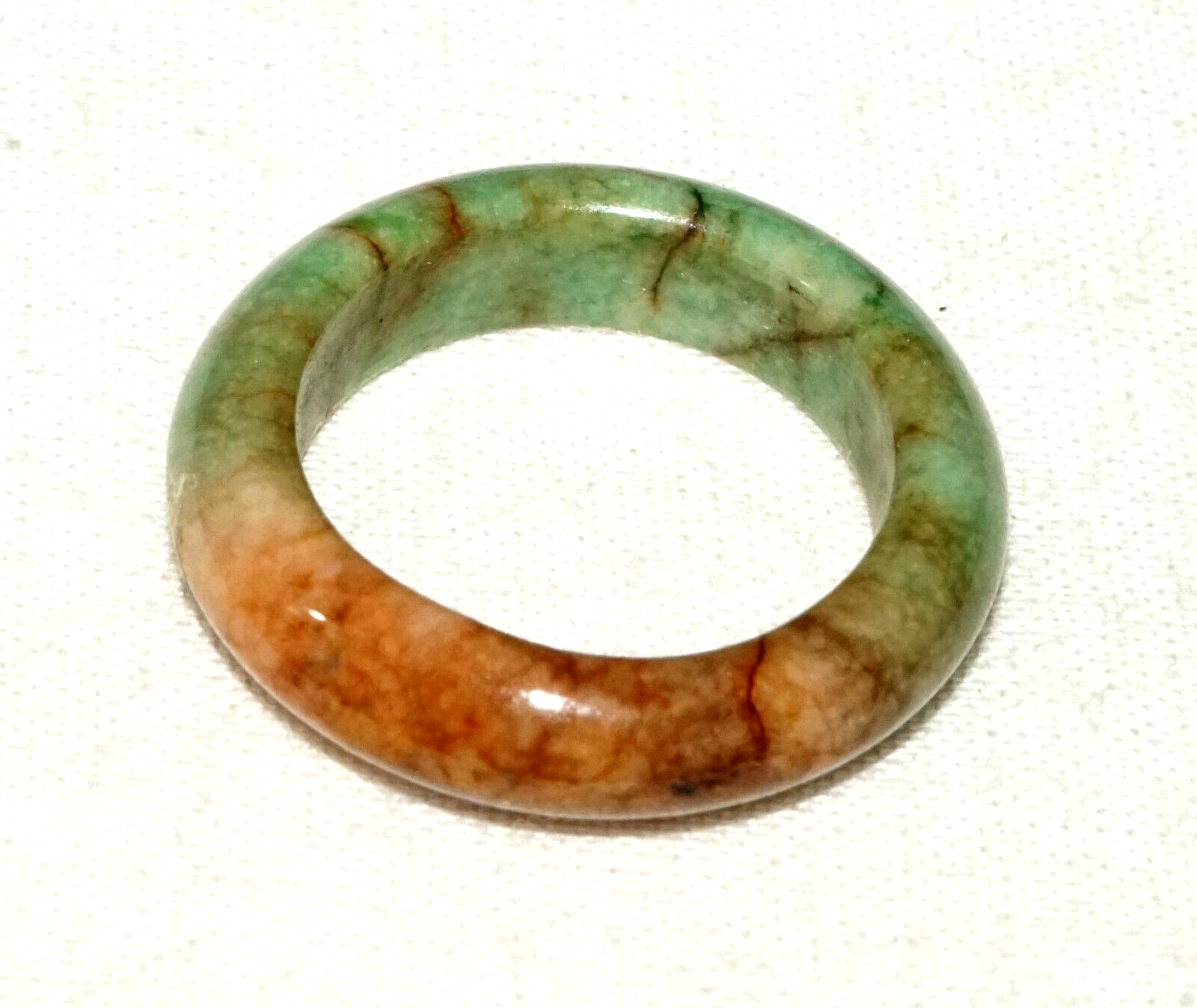 Vintage Chinese Green & Russet Jadeite Jade Ring Sz. 7.25  (GoB) #9