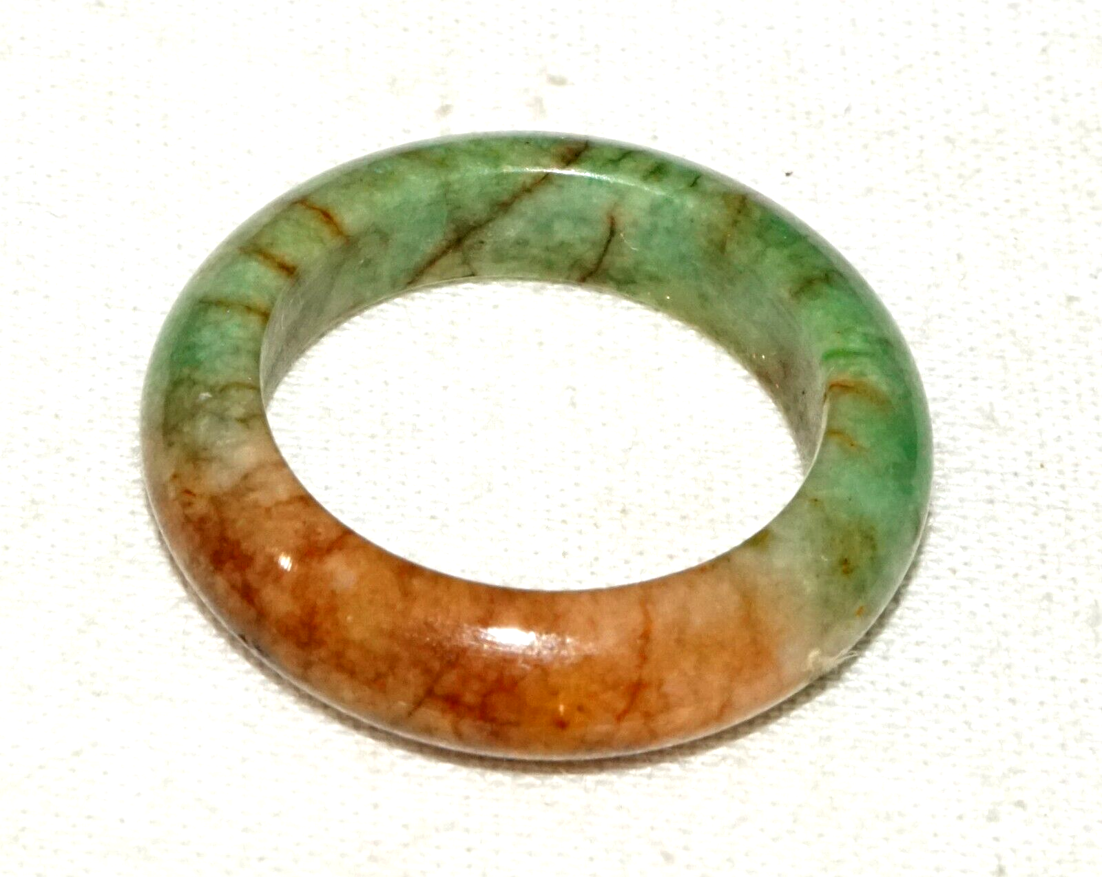 Vintage Chinese Green & Russet Jadeite Jade Ring Sz. 7.25  (GoB) #9
