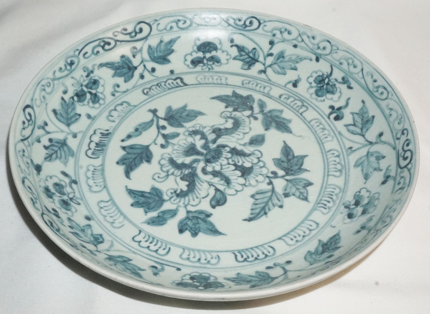 16C Chinese Anamese Blue & White Floral Motif Large Plates or Chargers (JSt)20.5