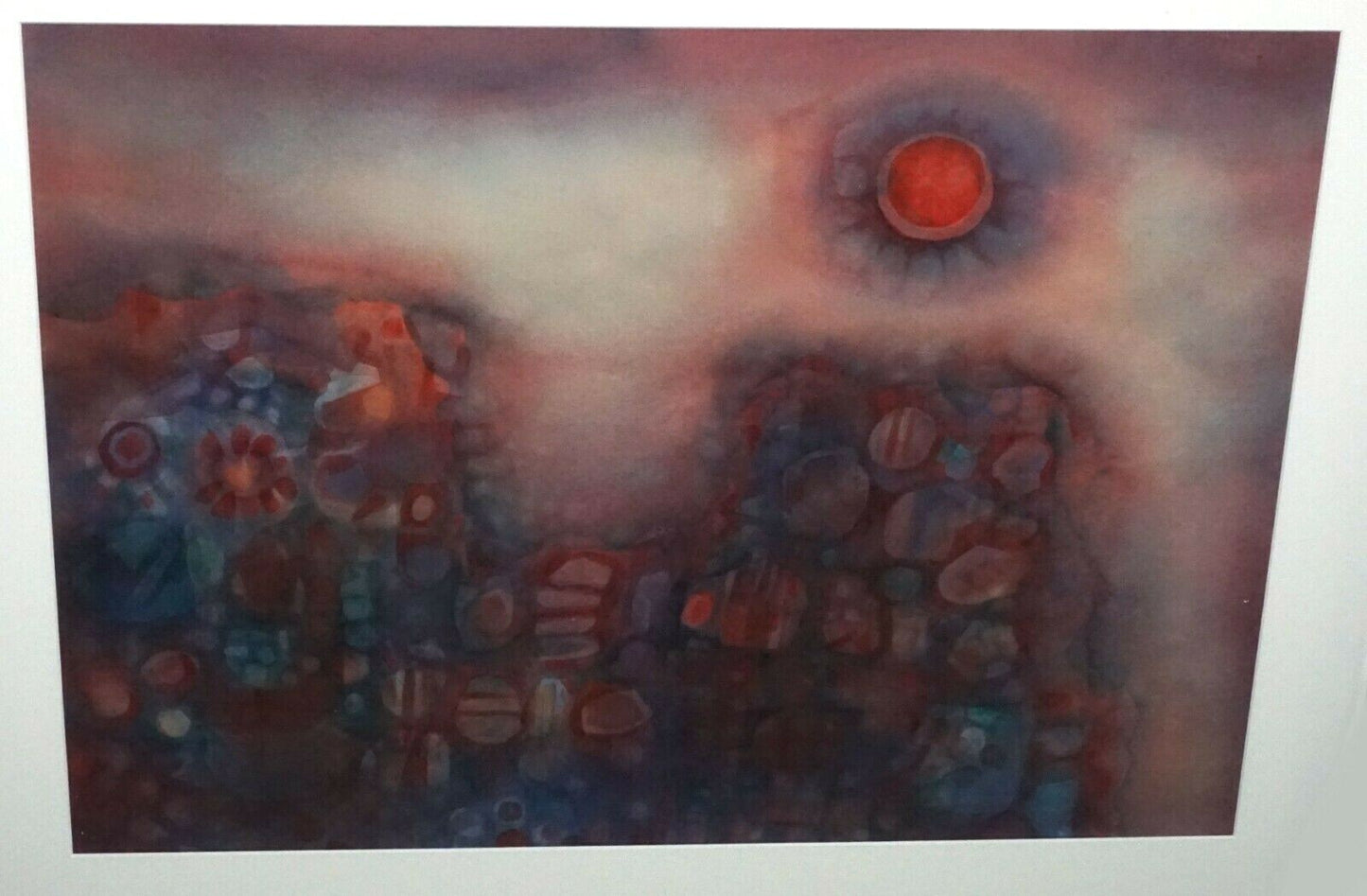 '03 Hawaii Modernist WC Painting Abstract Landscape by Charles Eisho Higa (HeN)