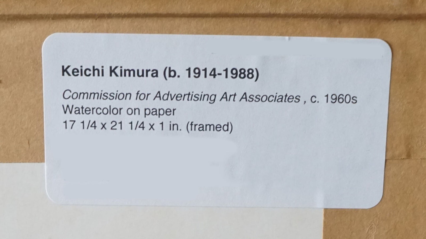 1960 Hawaii Watercolor Painting Honolulu Harbor by Keiichi Kimura (1914-88)(PeNe