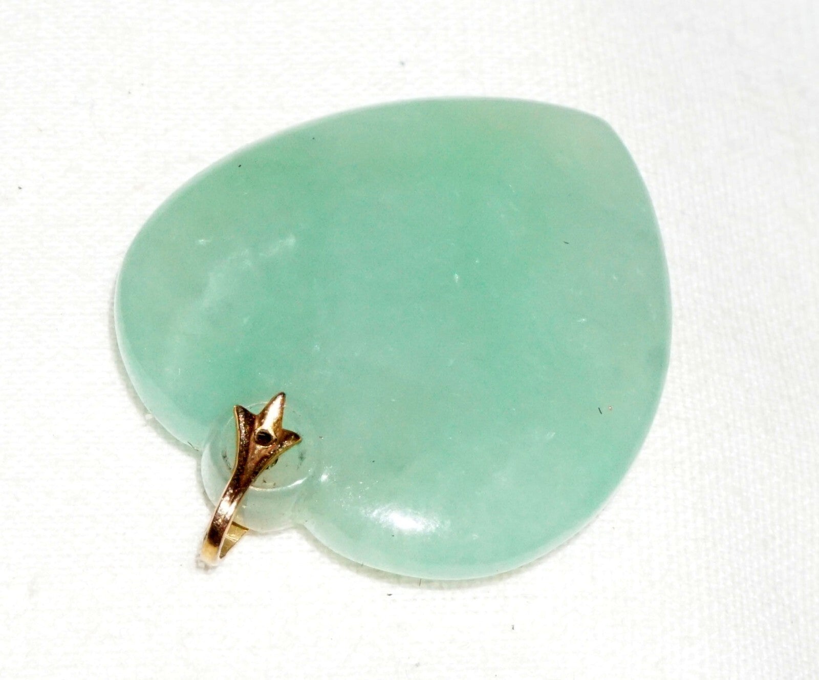 Vintage Chinese Light Celadon Green Jadeite Jade Heart Motif Pendant  (***)