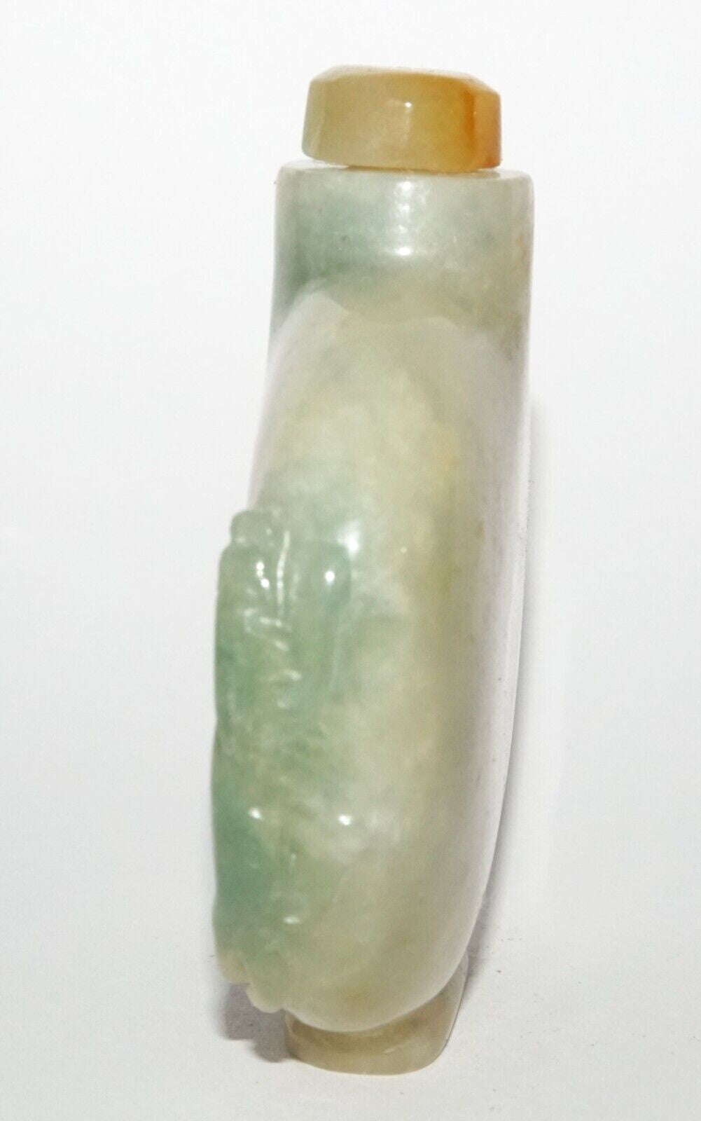 Vintage Chinese Semi Translucent Jadeite Jade Carved Snuff Bottle  (LeS) G12