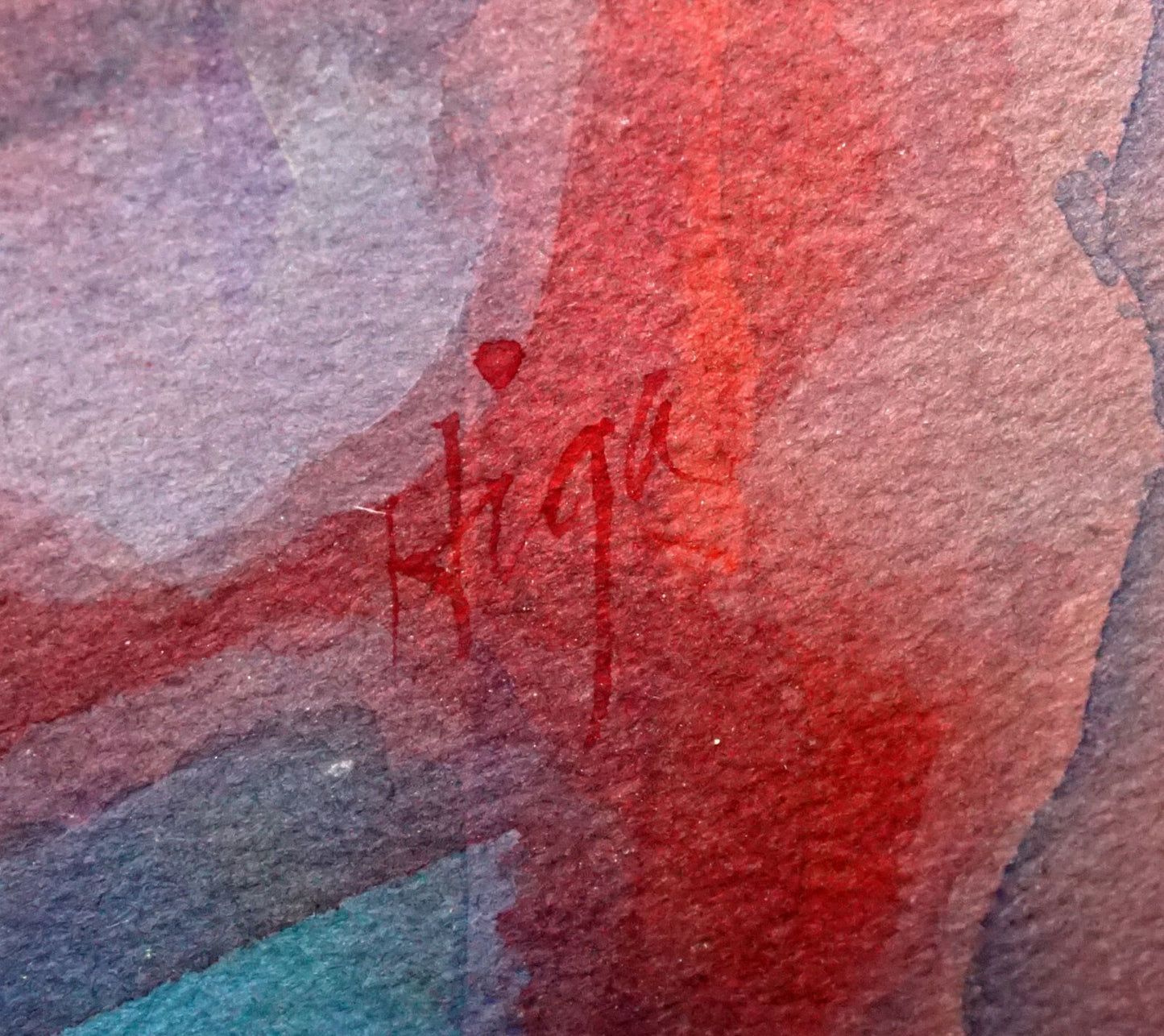 '03 Hawaii Modernist WC Painting Abstract Landscape by Charles Eisho Higa (HeN)