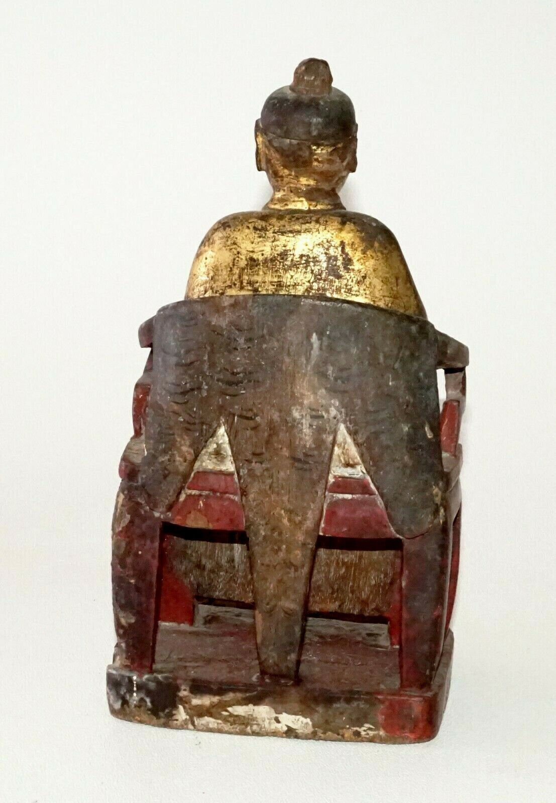17/18C Chinese Gilt Wooden Folk Carving Seated Deity (MeE)