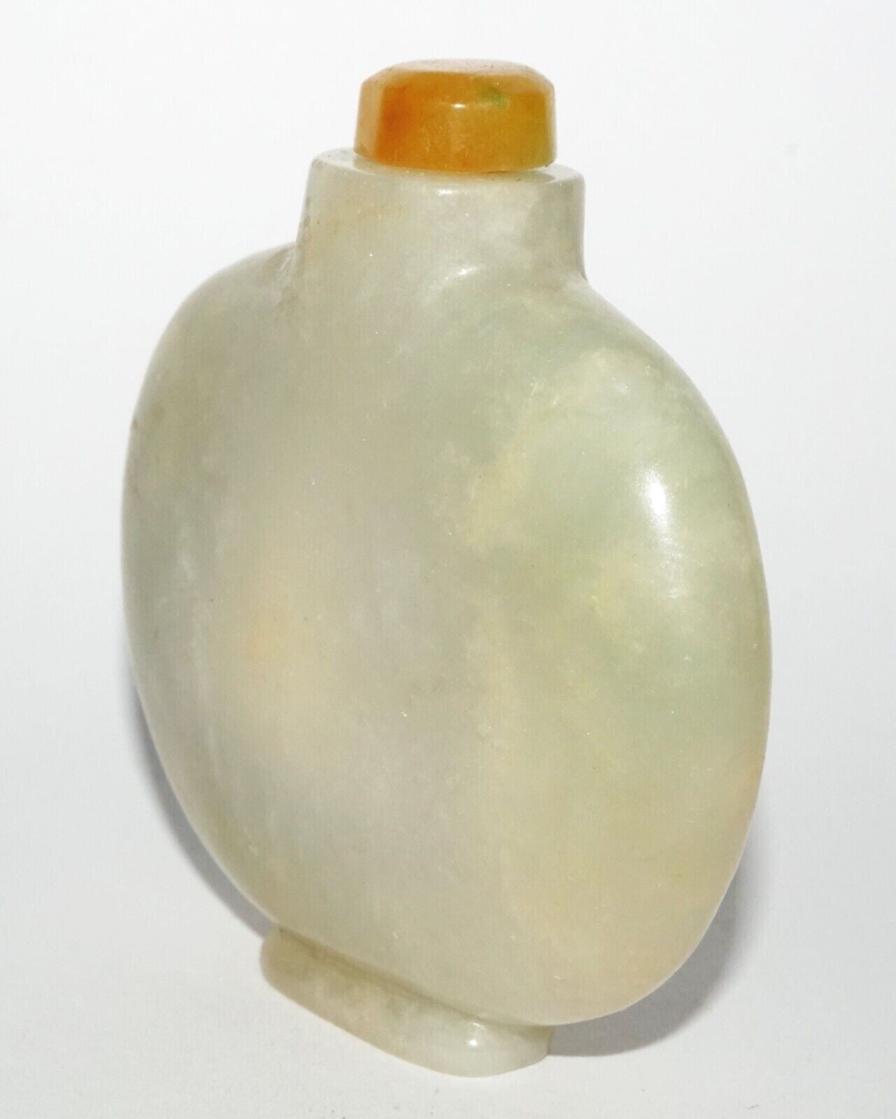 Vintage Chinese Semi Translucent Jadeite Jade Carved Snuff Bottle  (LeS) G12
