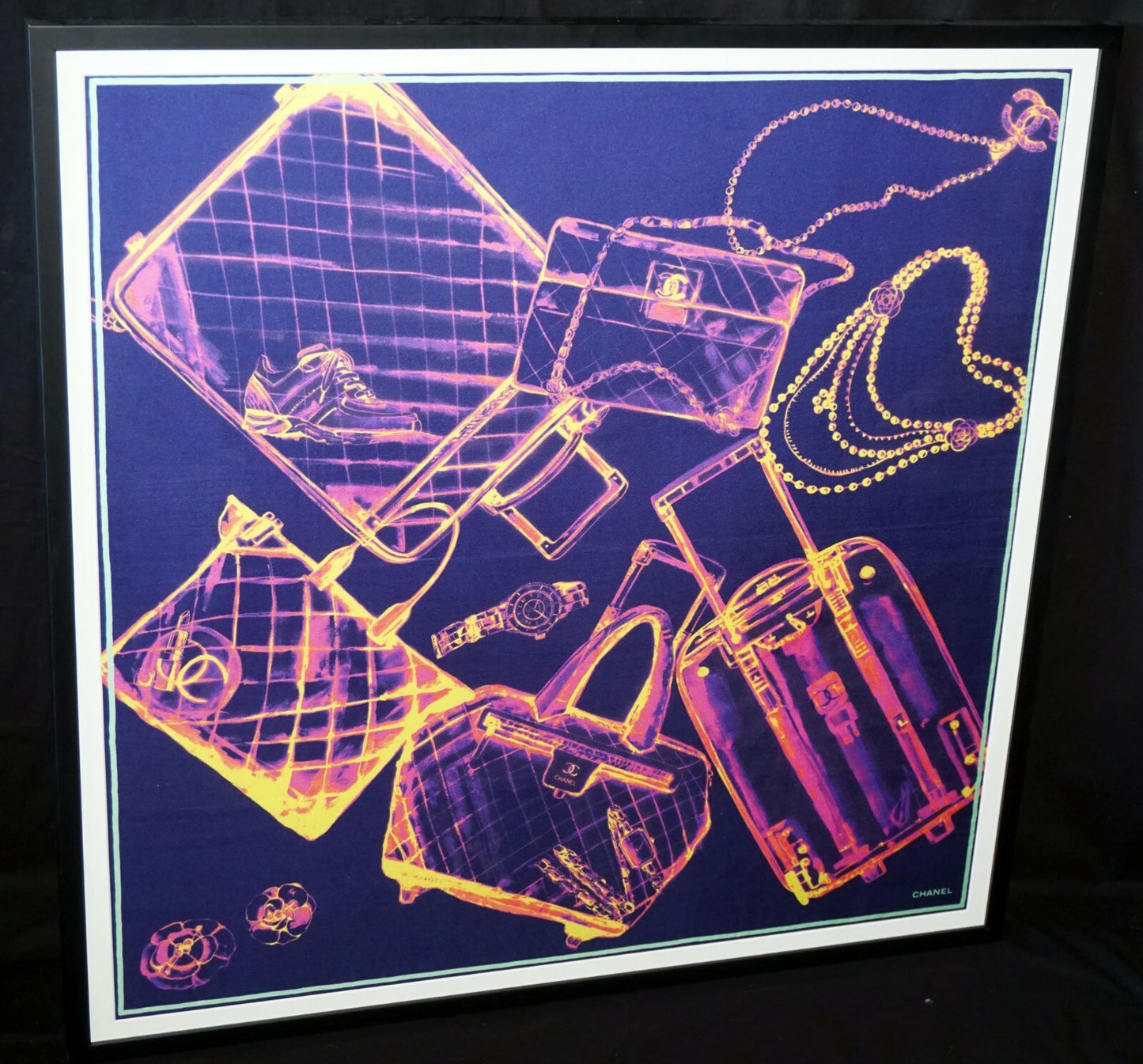 Vintage French Framed Silk X-Ray Scarf Luggage Jewelry & Shoes by Chanel (MeG)