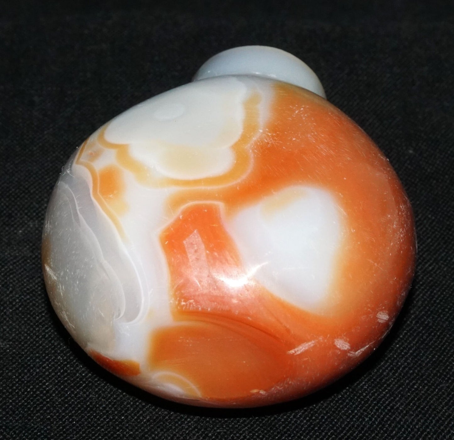 Vintage Chinese Grey & Red Agate Carved Snuff Bottle  (LeS) G17