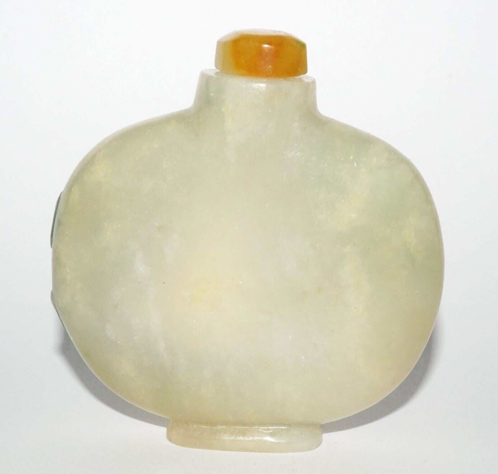 Vintage Chinese Semi Translucent Jadeite Jade Carved Snuff Bottle  (LeS) G12