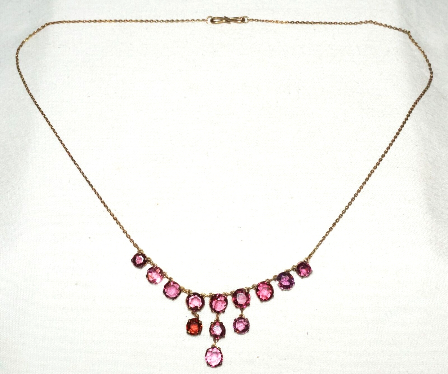 Vintage Gold-washed Sterling Silver Necklace w. 13x Amethyst Pendant (GoB *#22