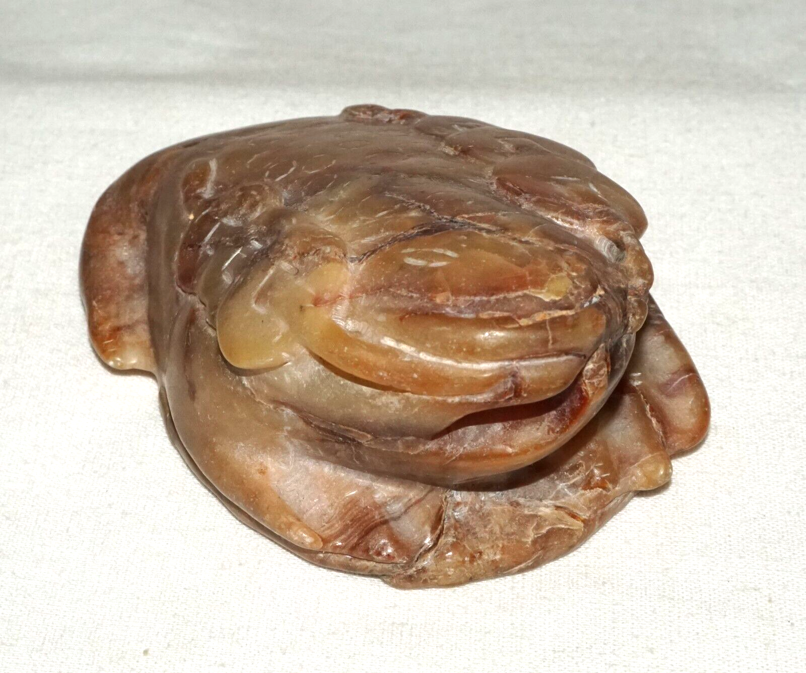 Vintage Chinese Soapstone Carving w. Toad Holding Coins on Coin Motif  (LeS)L20