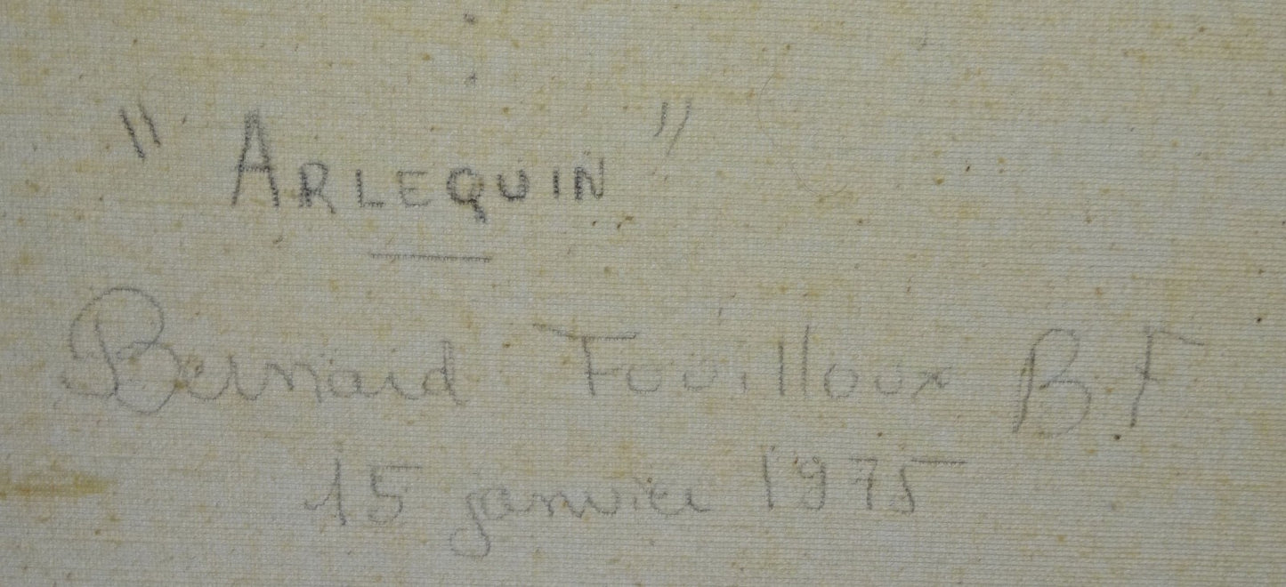 1975 French Oil Painting "Harlequin" by BF Bernard Fouilloux (Mat)