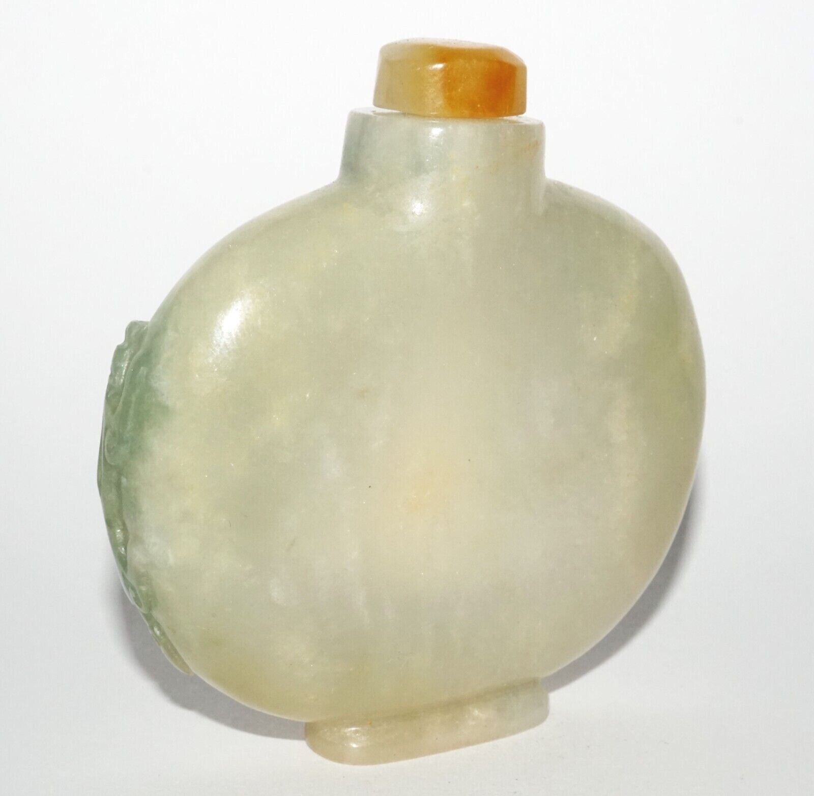 Vintage Chinese Semi Translucent Jadeite Jade Carved Snuff Bottle  (LeS) G12
