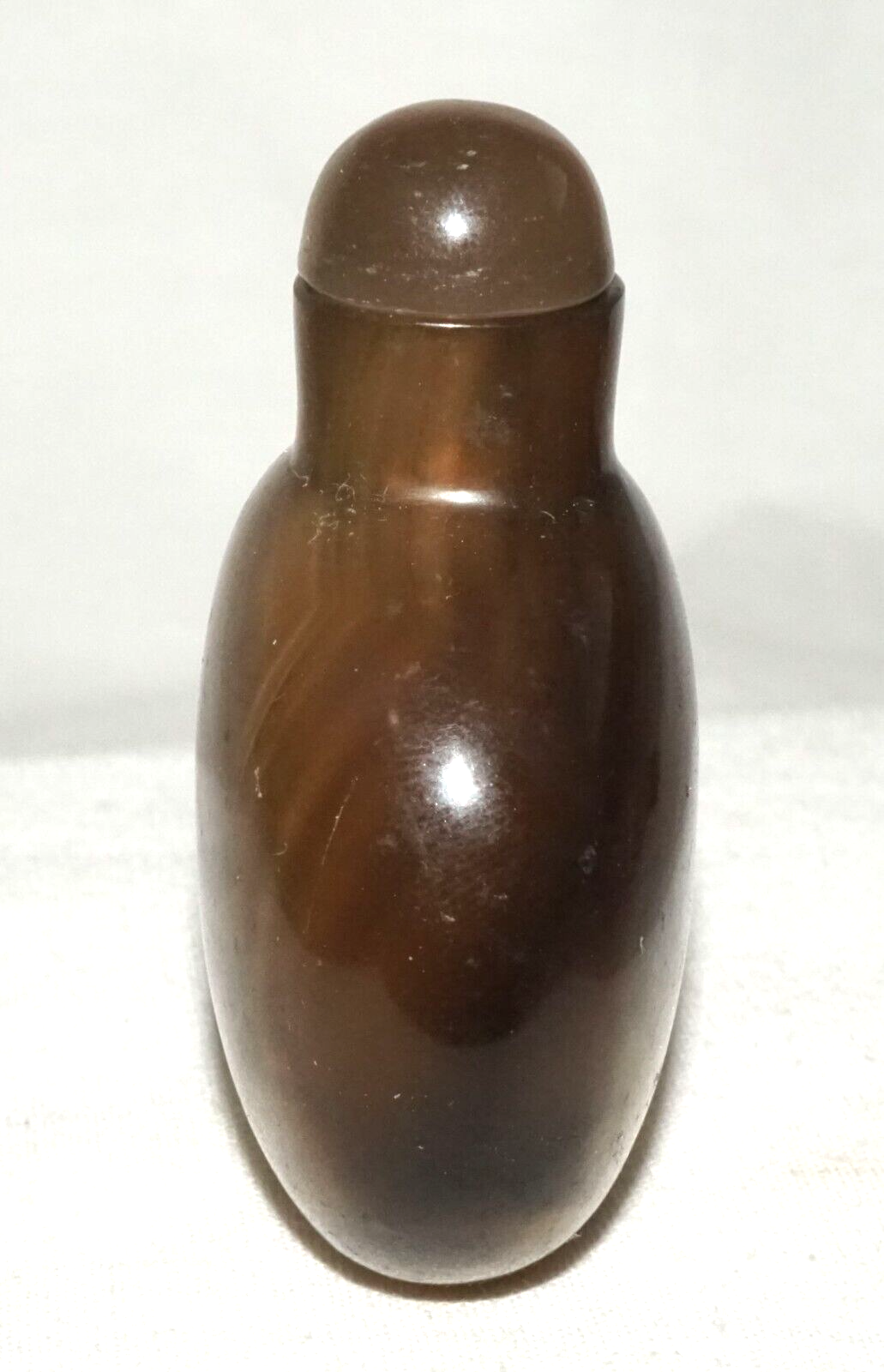 Vintage Chinese Shadow Agate Carved Snuff Bottle & Stopper  (LeS)