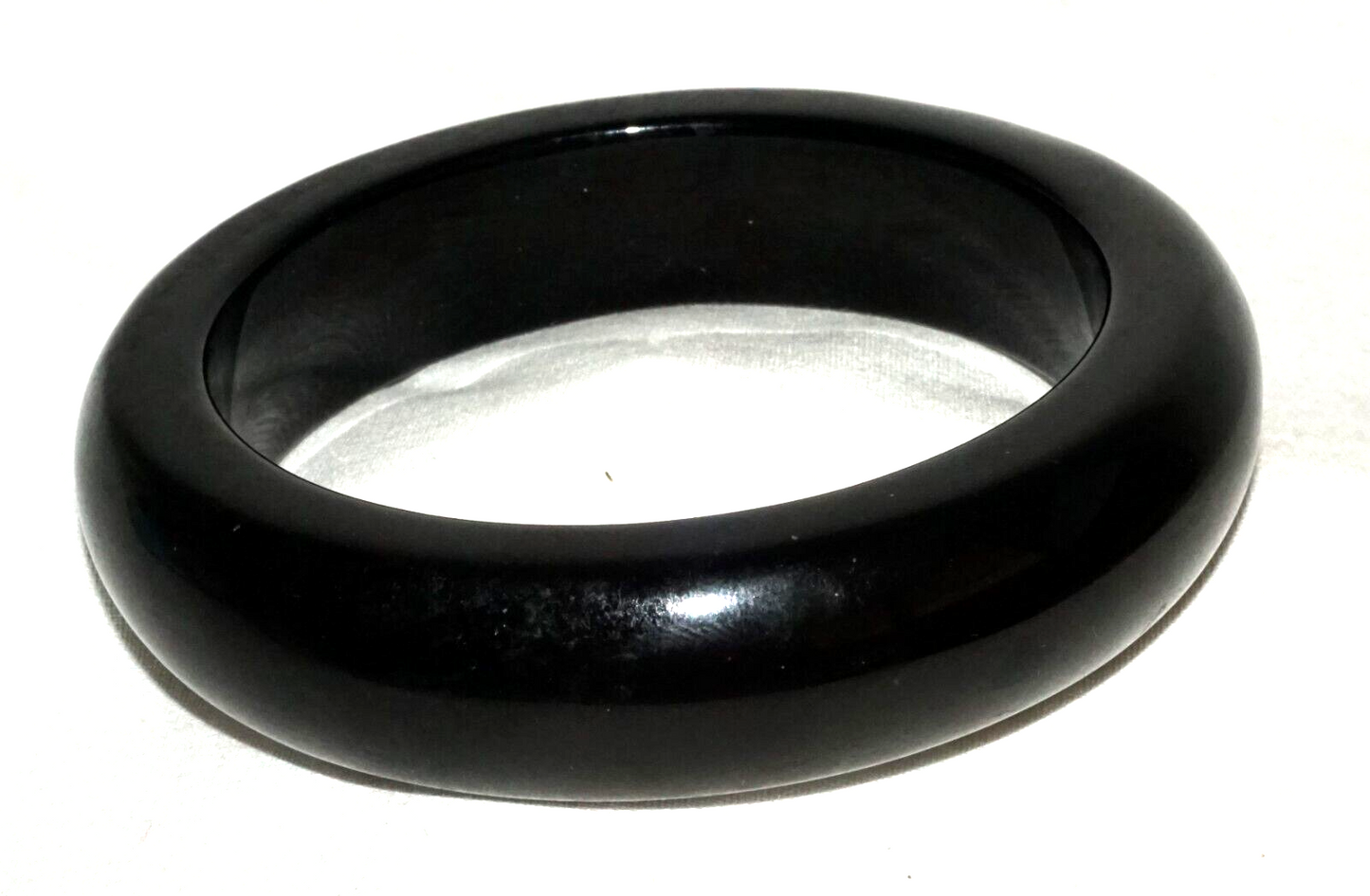 Vintage Chinese Chunky Black Onyx Bangle Bracelet (InS)#L3