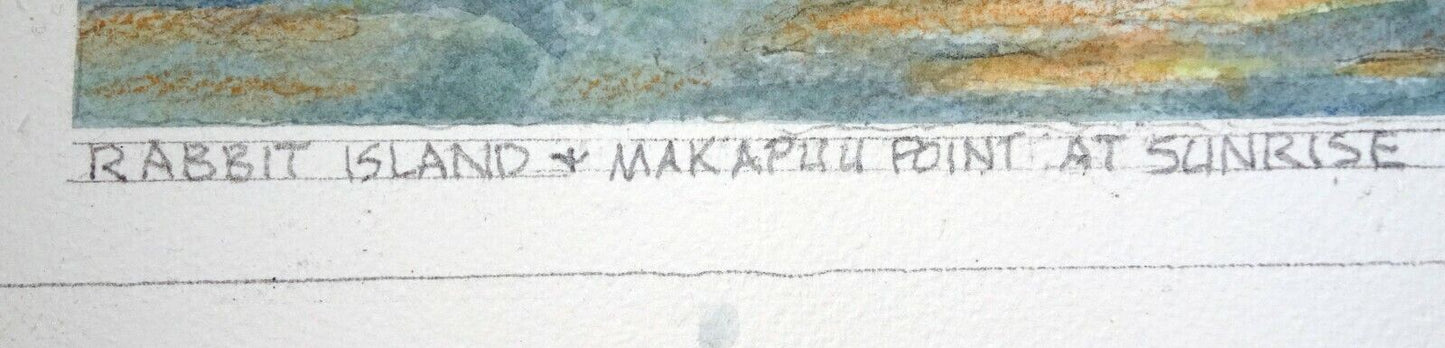 Hawaii Watercolor Painting "Rabbit Island & Makapuu Pt. Sunrise" L. Segedin #149
