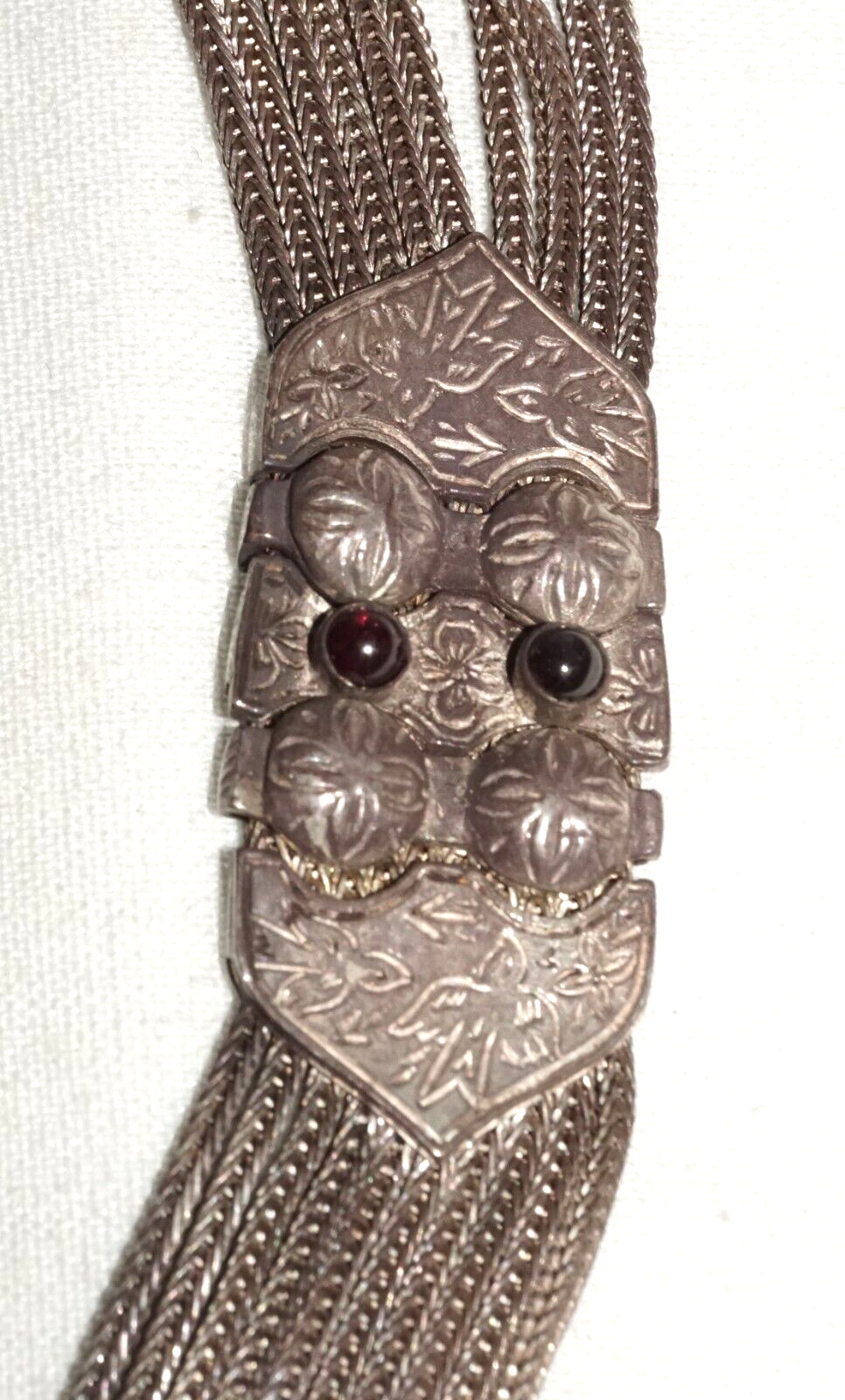 Vintage Sterling Silver 10x Strand Tribal Style Necklace w. Engravings (LeS)L24