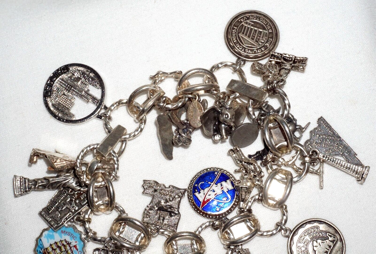 Vintage Sterling Silver Charm Bracelet w. 24x World & Travel Charms (BrM)#6