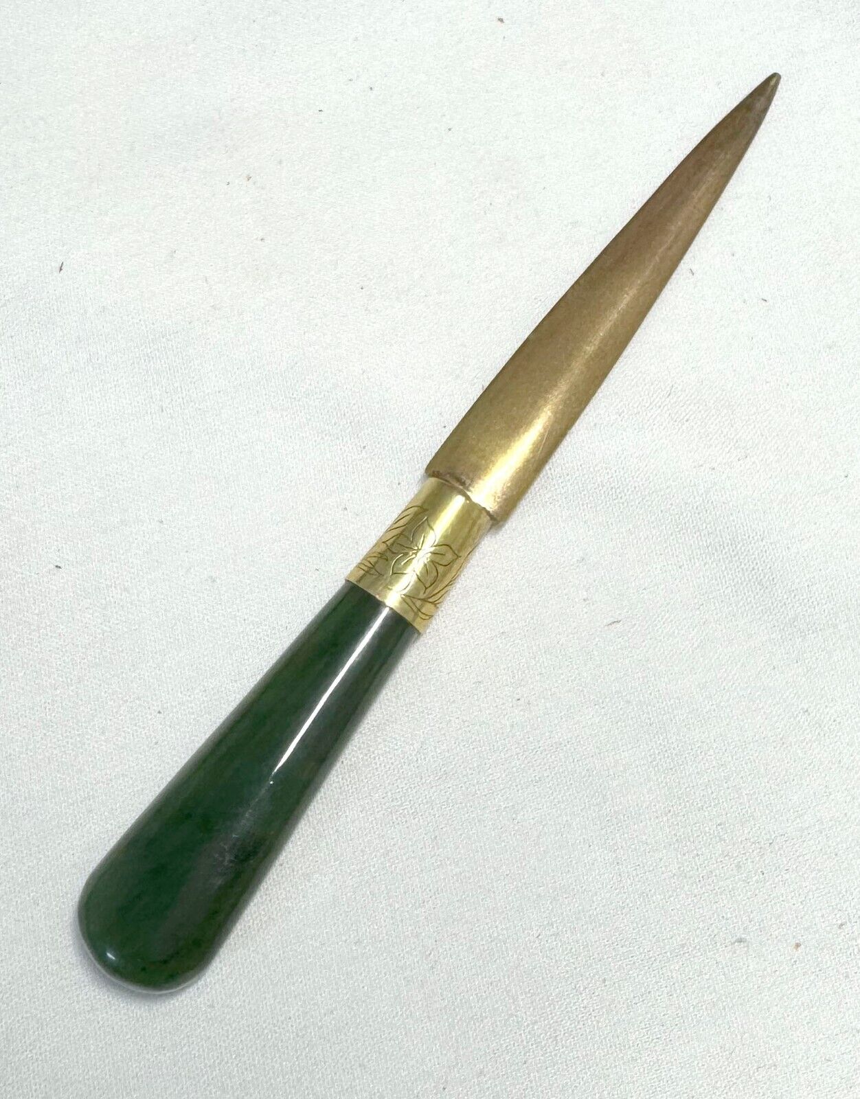 Rare Gump's Brass Letter Opener w Nephrite Jade Handles (MiM)
