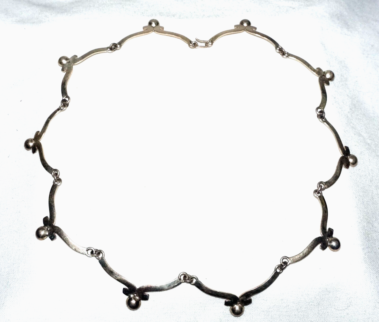 Vintage Mexican Sterling Silver Sectional Choker Necklace signed (LeS)L24