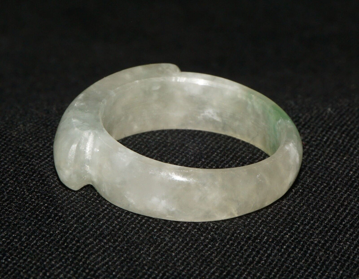 Vintage Chinese Semi Translucent Grey Green Jadeite Jade Saddle Ring Sz.8 (OdC)