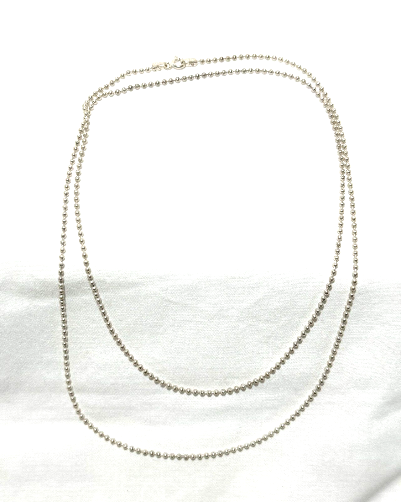 Italian Sterling Silver 925 Bead Necklace 29.5" w Spring Clasp (KiL)24