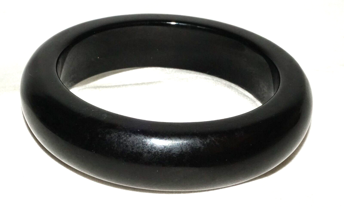 Vintage Chinese Chunky Black Onyx Bangle Bracelet (InS)#L3