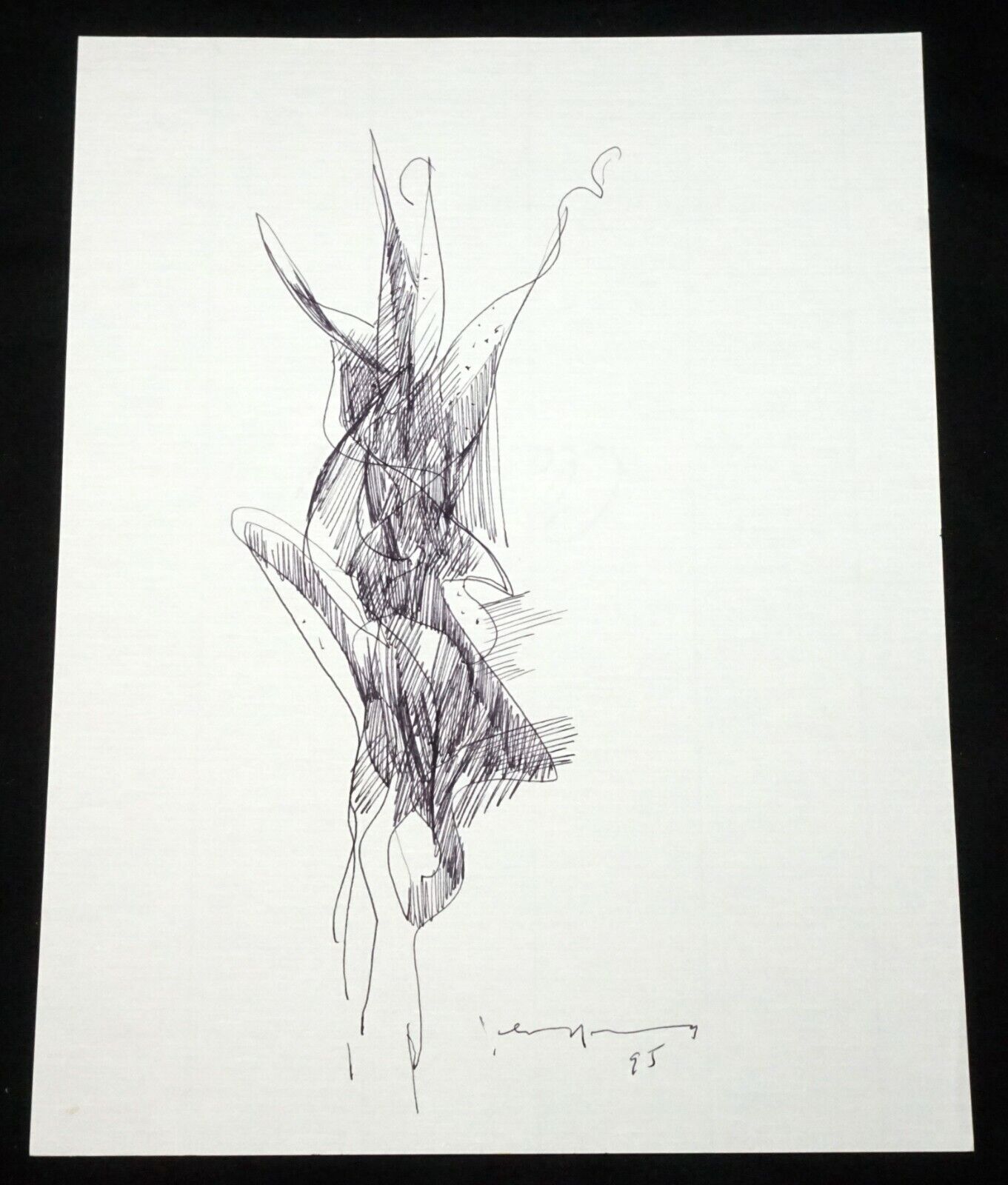 '94 Chinese Hawaii Abstract Drawing Flower by John Chin Young (1909-1997)(SaJ)23