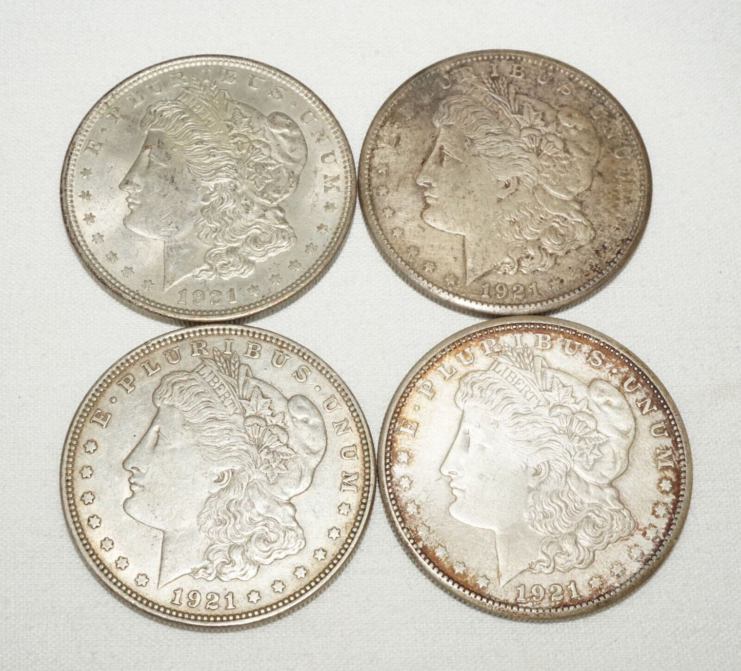 4Pc 1921 US Circulated $1 Silver Morgan Dollar Coins (KiL)