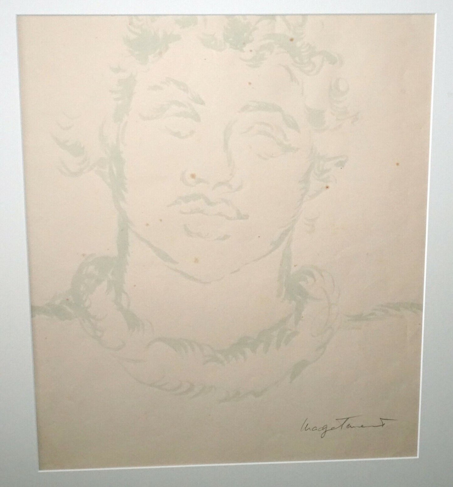'40 Hawaii Blue WC Painting Hawaiian Woman by Madge Tennent (1889-1972)(DAT)#14