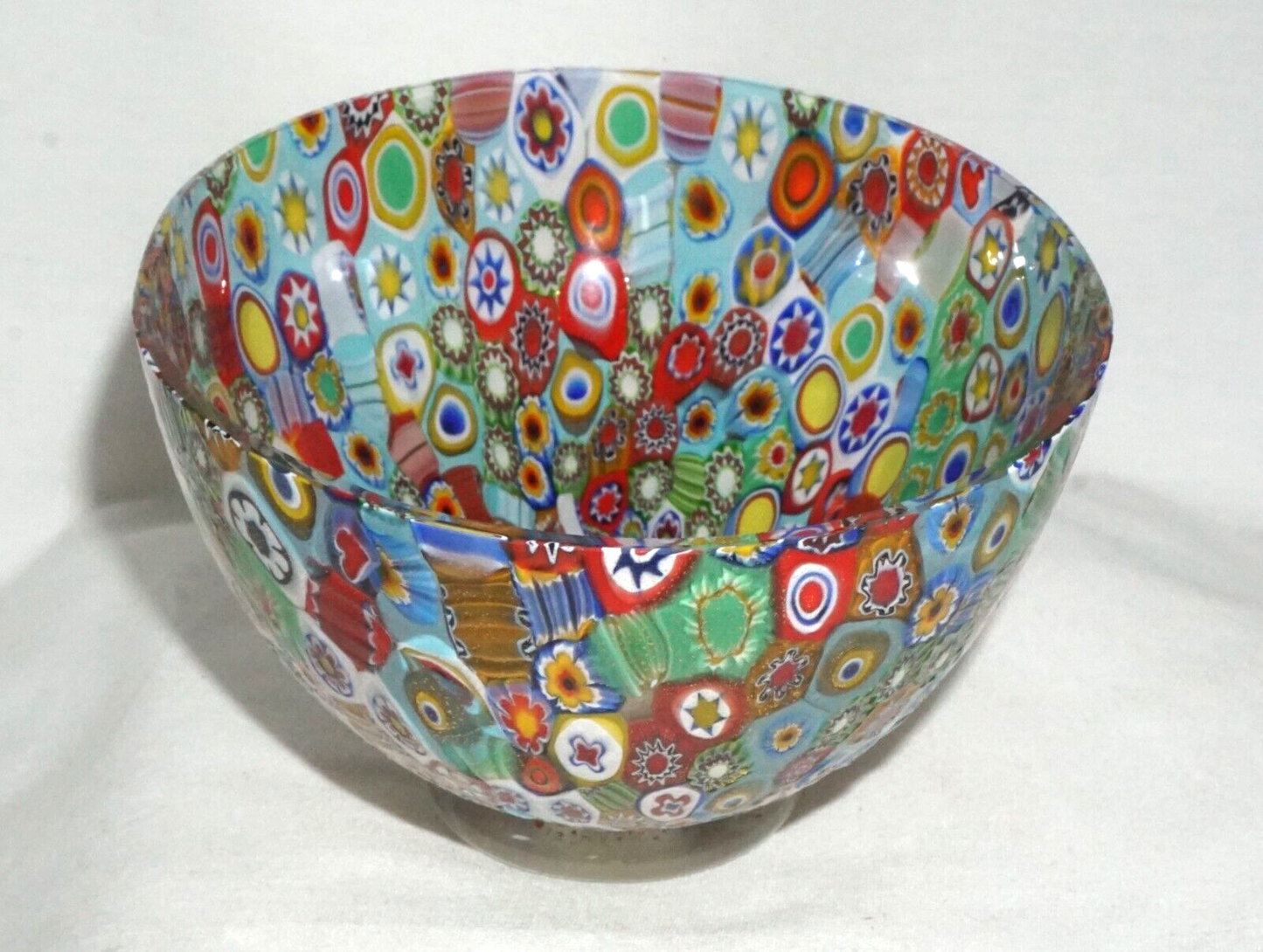Vintage Italian Murano Millefiori Oval Footed Glass Bowl (MiM)