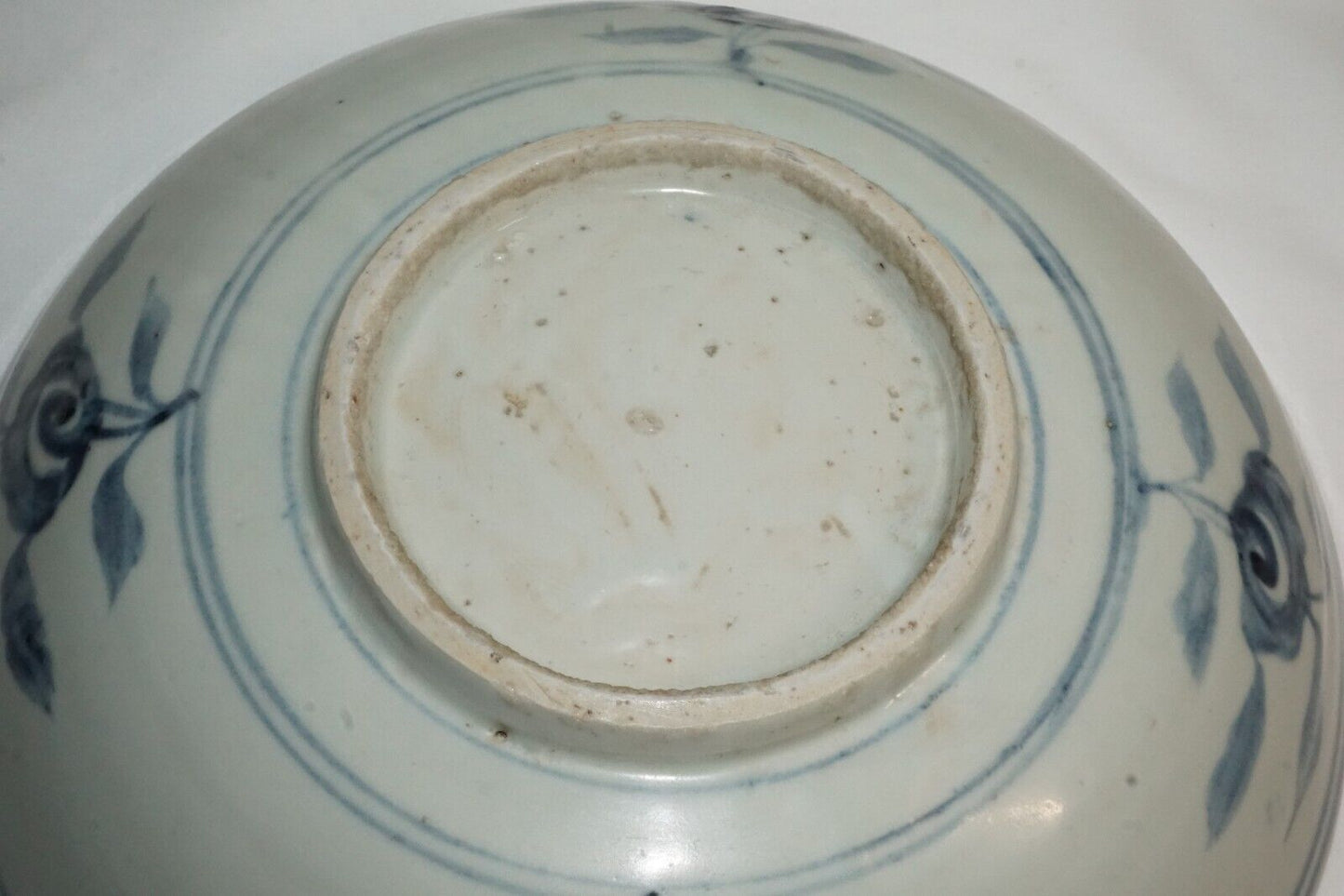 Antique Chinese Middle Ming Export Blue & White Deep Dish Floral Motif (JSt)26