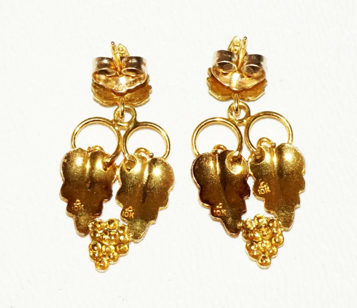 Vintage US 10K Multi Tone Gold Grape & Leaf Motif Stud w. Dangle Accent(SaR) #74