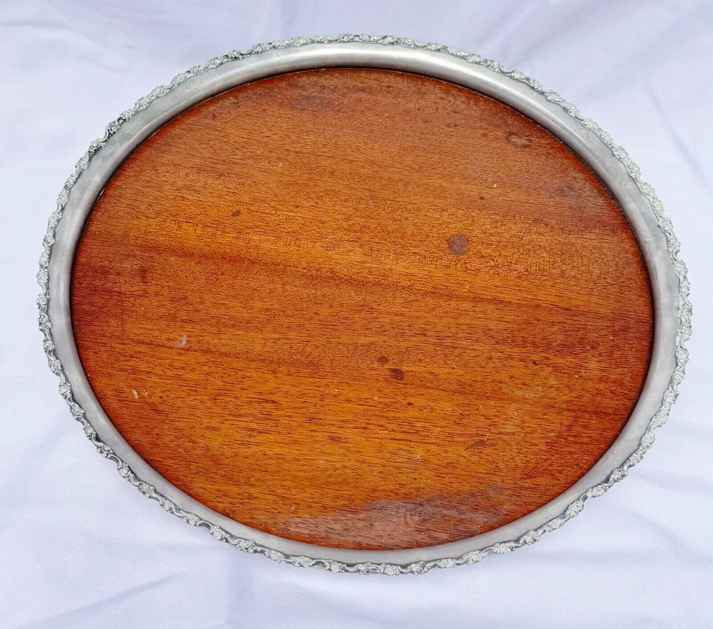 Vintage Shreve & Co San Francisco Silver & Mahogany Tray 11.25" (SmM)
