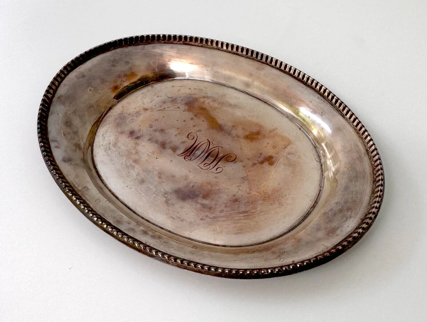 Vintage Tiffany & Co. Sterling Silver Oval Platter w Beaded Edge/ Monogram (WeP)