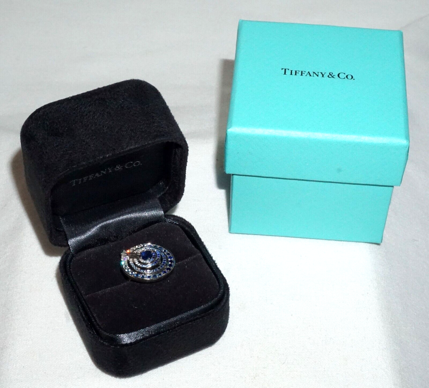 2015 New York 950 Platinum Sapphire & Diamond Ring Sz6.5 Tiffany Blue Book (InS)