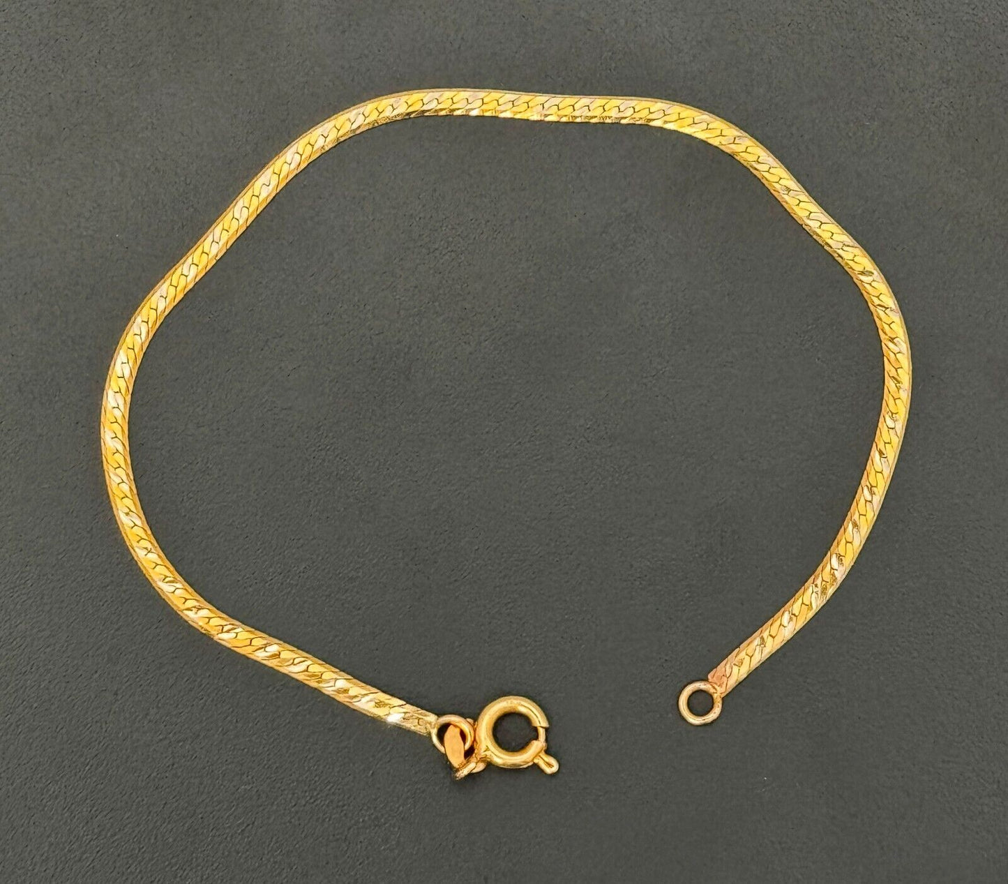Italian 14k Two-Toned Gold 7" Serpentine Bracelet w Spring Ring Clasp (MeC)