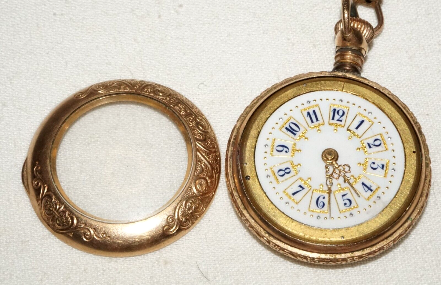 1900 US Gold Plated Ladies Pocket Watch by New England Watch Co. (LeD)