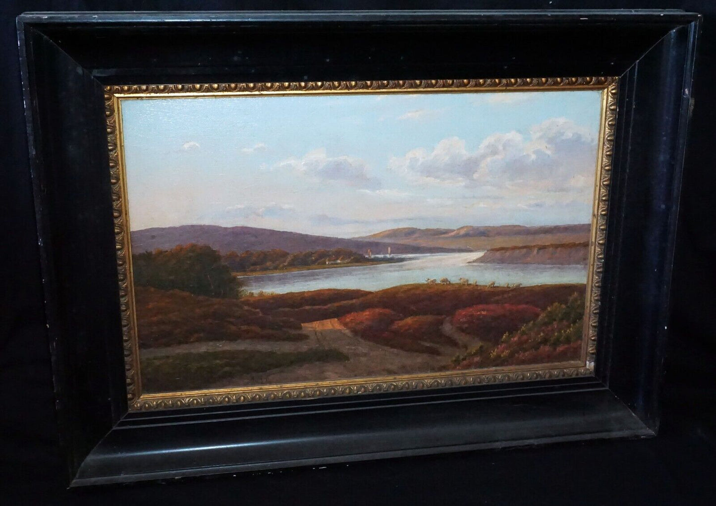 1910s Denmark Oil Painting Countryside w. Sheep Karl Jensen (1851 - 1933) (New)