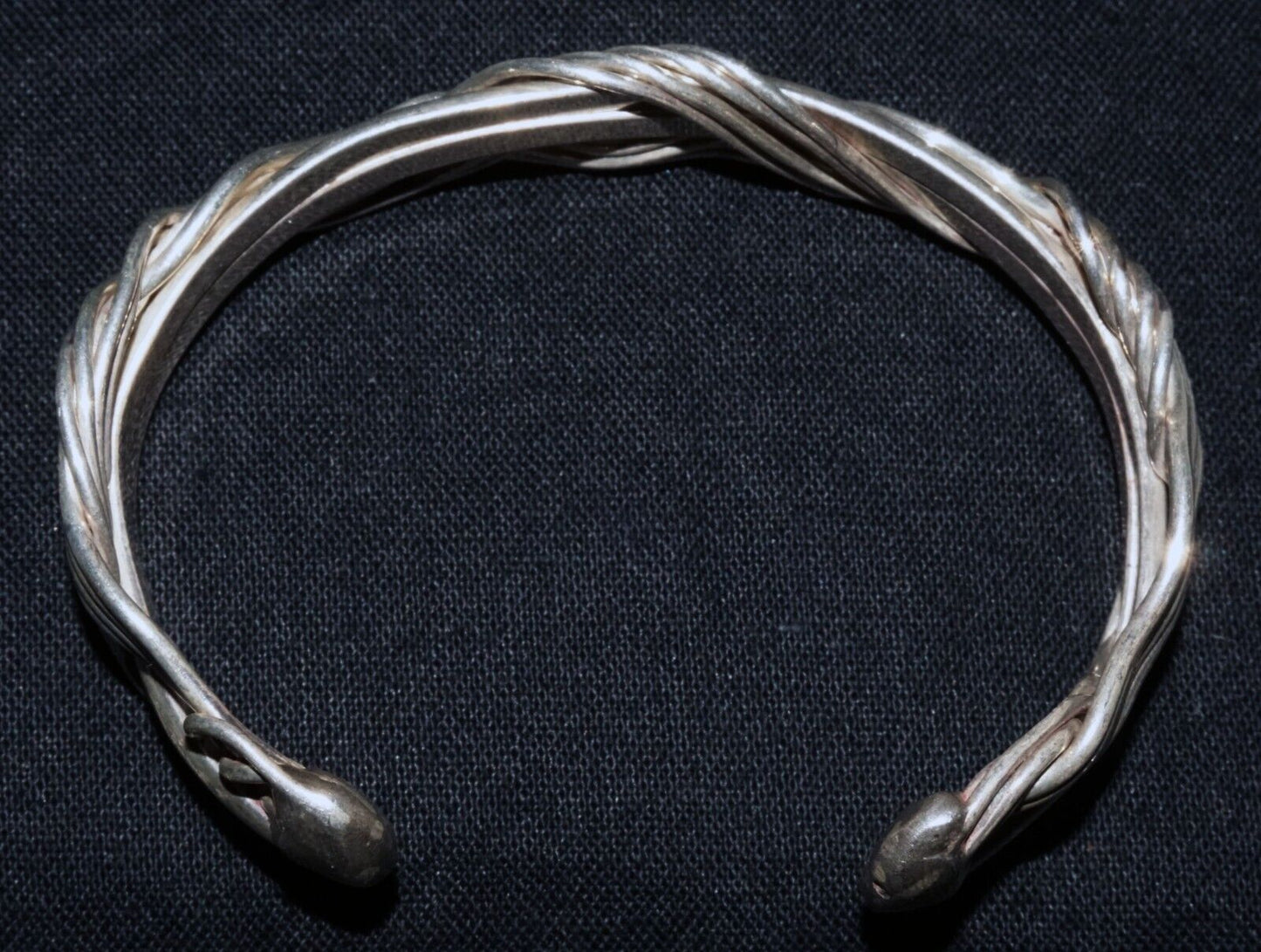 Vintage Modernist Sterling Silver Cuff Bracelet Wire & Bar Design unsigned (WoJ)