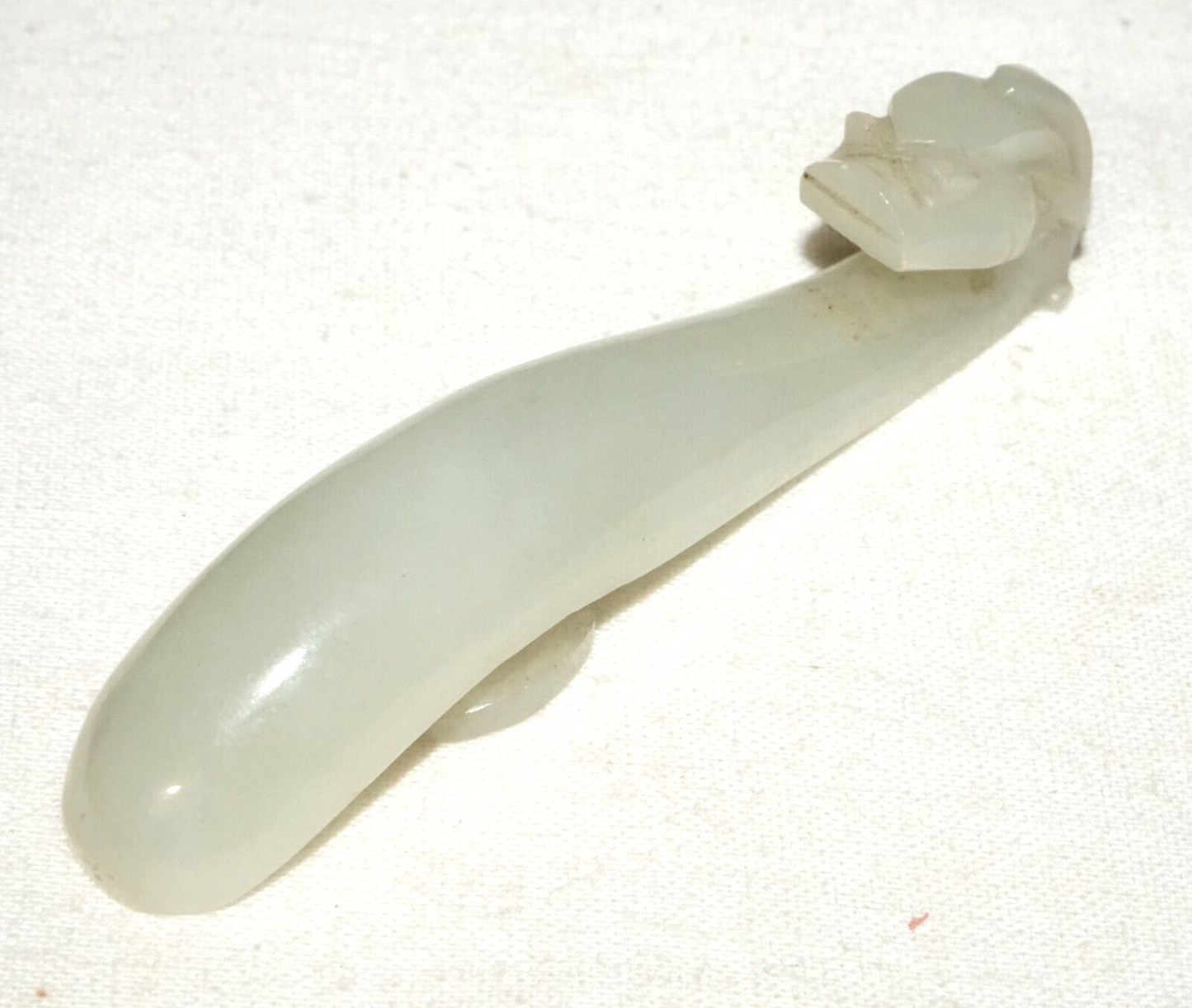 Antique Chinese Grey Green Nephrite Jade Dragon Belt Hook (UVi)#15