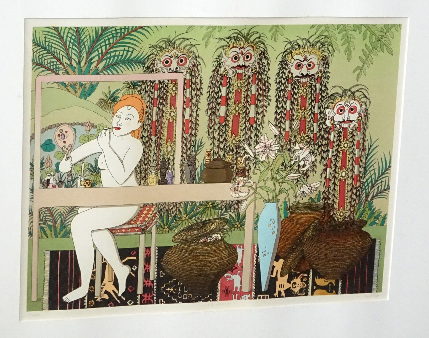 Hawaii Framed Silkscreen Print 11/20 "The Mirror" by Cora Yee (Lum)