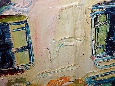 '50s Swiss Oil Heavy Impasto Painting "Villa" by Samuel Melchert (1916-1994)(Rud