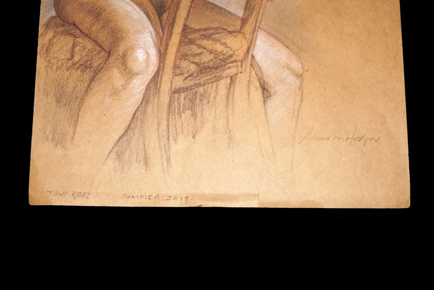 Hawaii Conte Drawing Painting Female Nude "Toni Rose" by Snowden Hodges (Sho)